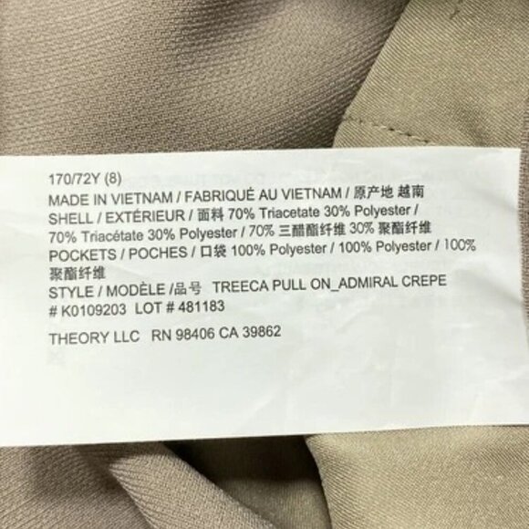 NEW THEORY Womens Pants Cinder Gray Size 8 Treeca Pull-On Admiral Crepe Stretch - Picture 4 of 10